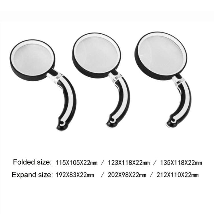 75mm Rubber Handle Folding Rotating Hand Magnifying Glass