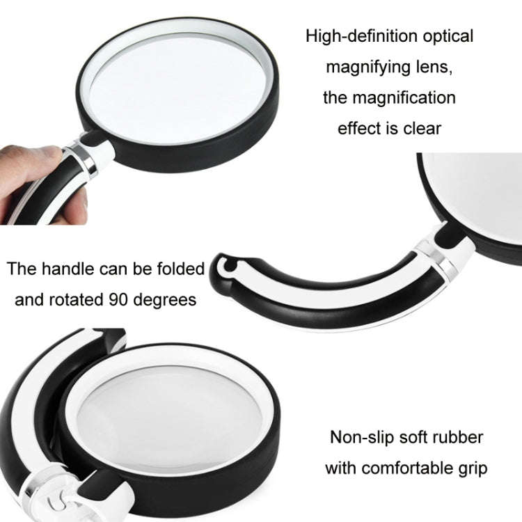 75mm Rubber Handle Folding Rotating Hand Magnifying Glass