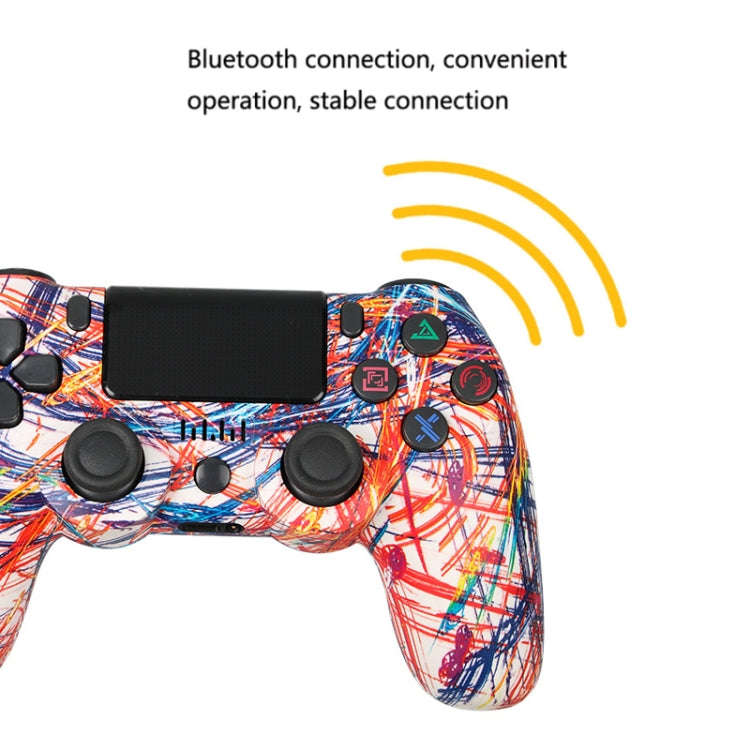 For PS4 Wireless Bluetooth Game Controller With Light Strip Dual Vibration Game Handle(Wood Grain)