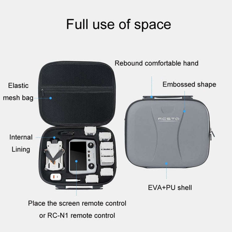 For DJI Mini 3 Pro RCSTQ Remote Control Portable Storage Bag(Grey)