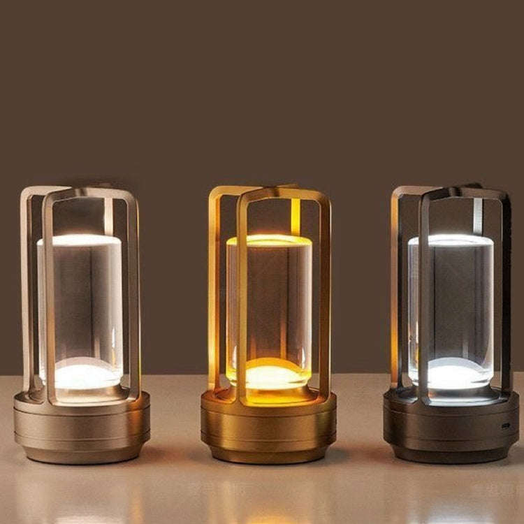 Vintage All Aluminum Cross Table Lamp Hotel Portable Outdoor Camping Touch Night Light, Battery C...