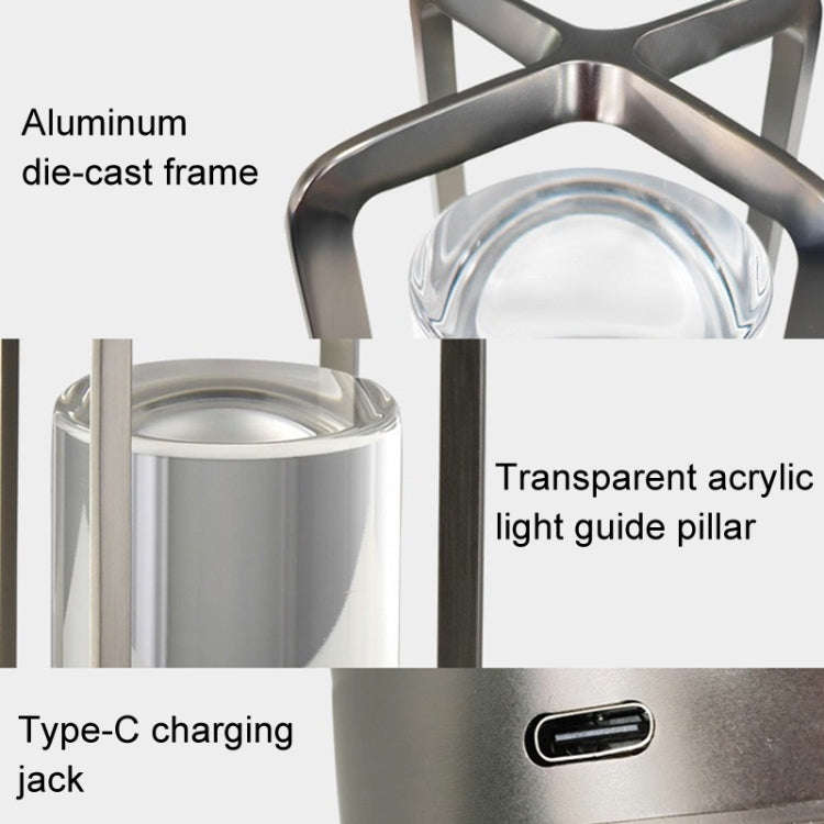 Vintage All Aluminum Cross Table Lamp Hotel Portable Outdoor Camping Touch Night Light, Battery C...