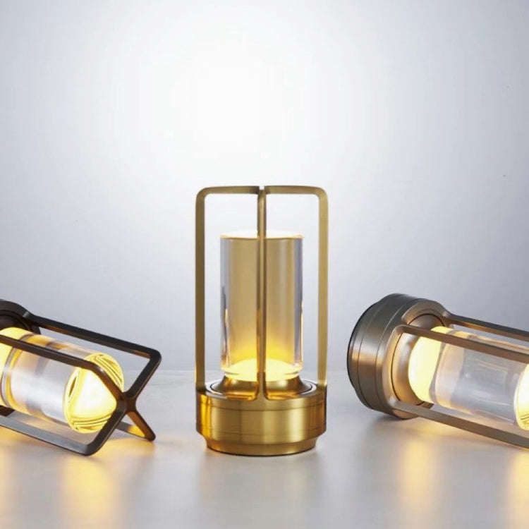 Vintage All Aluminum Cross Table Lamp Hotel Portable Outdoor Camping Touch Night Light, Battery C...