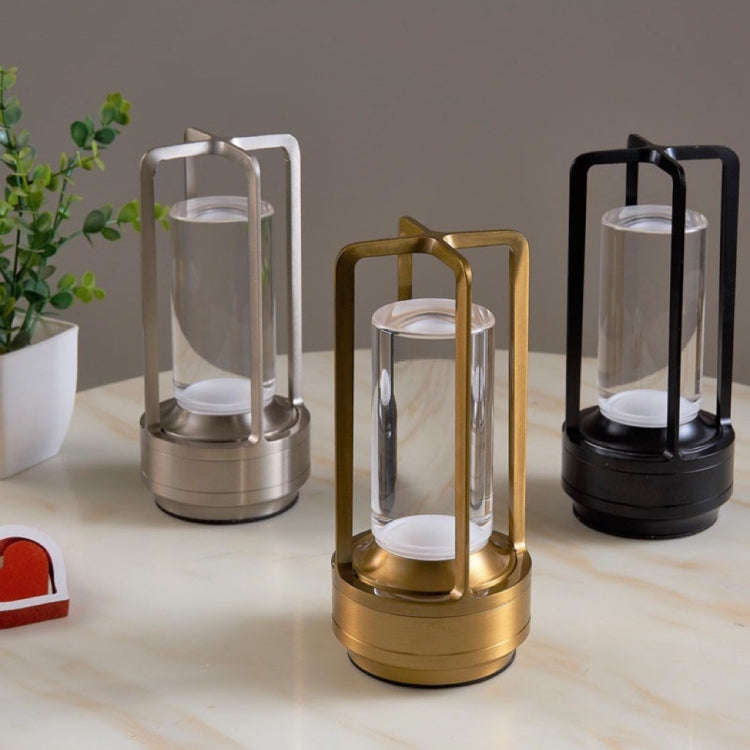 Vintage All Aluminum Cross Table Lamp Hotel Portable Outdoor Camping Touch Night Light, Battery C...