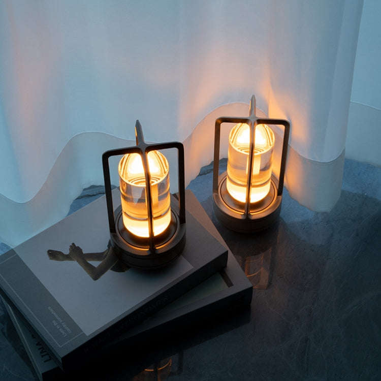 Vintage All Aluminum Cross Table Lamp Hotel Portable Outdoor Camping Touch Night Light, Battery C...