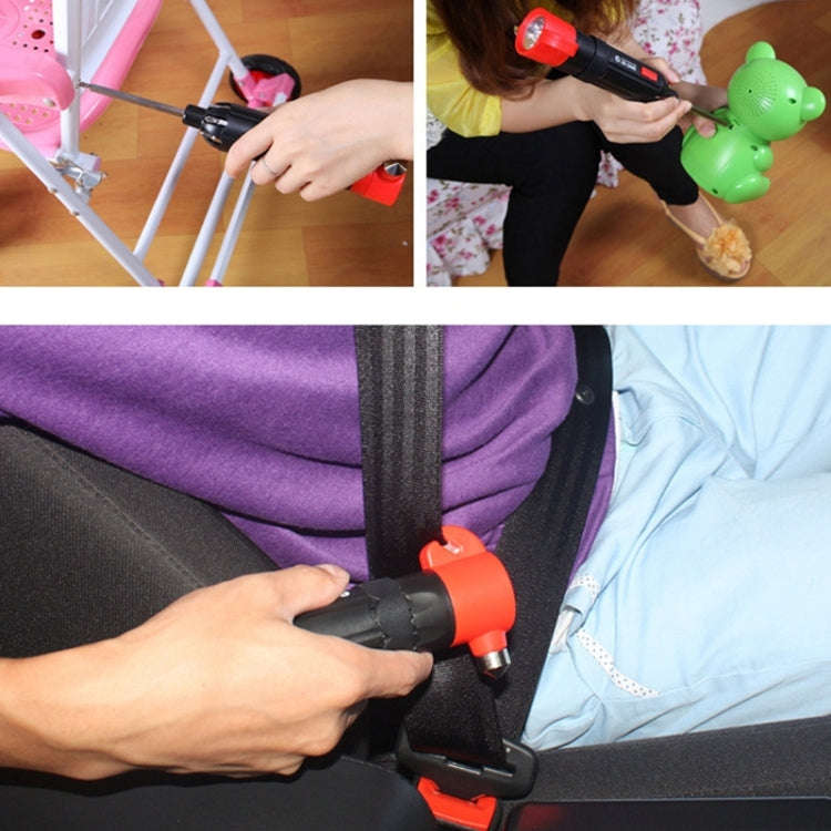 8 in 1 Multifunctional Car Safety Hammer with Screwdriver Flashlight