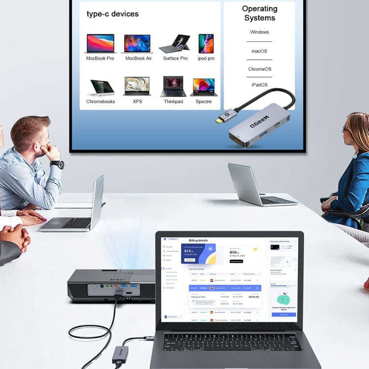 QGeeM UH03-1 USB3.0 Multifunctional Docking Station Type-C PD100W HUB(3 in 1)