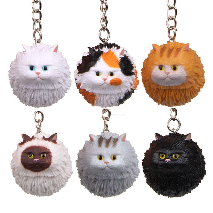 Round Little Tiger Cat Keychain Cartoon Key Ring Ornament(Gray)