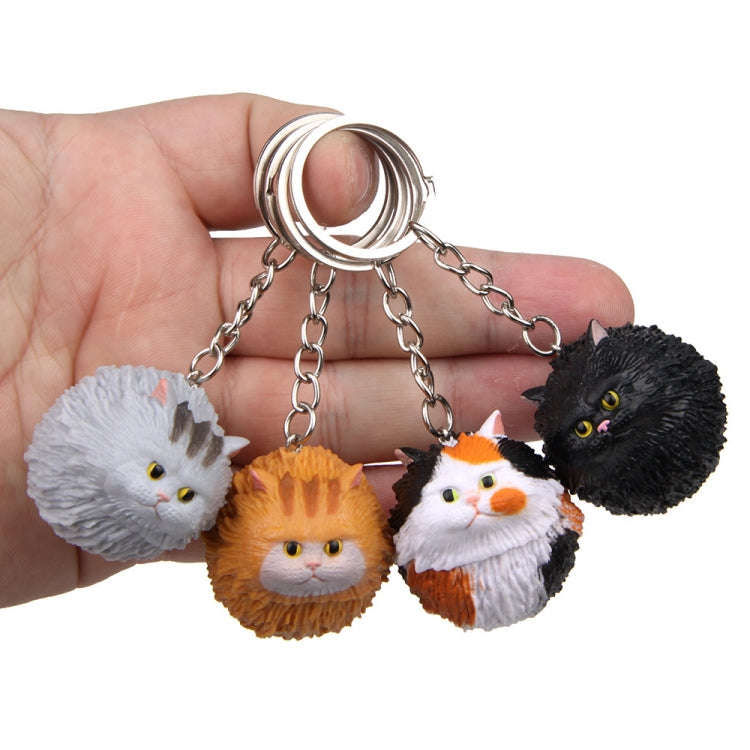 Round Little Tiger Cat Keychain Cartoon Key Ring Ornament(Gray)