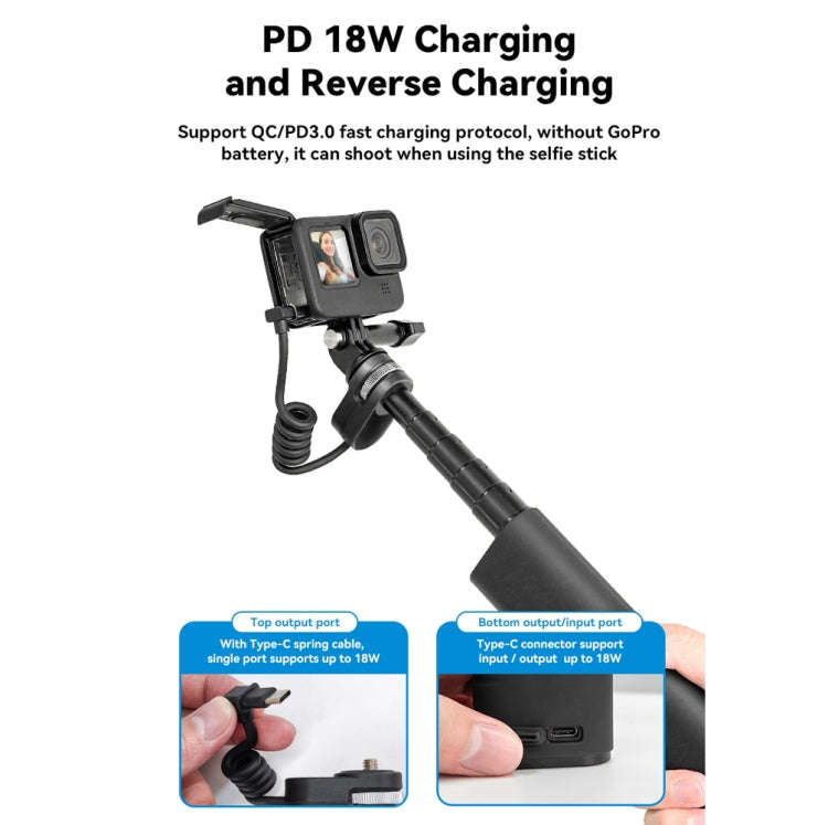 TELESIN Charging Selfie Stick 10000mah Power Bank Universal For Sports Camera & Smart Phone