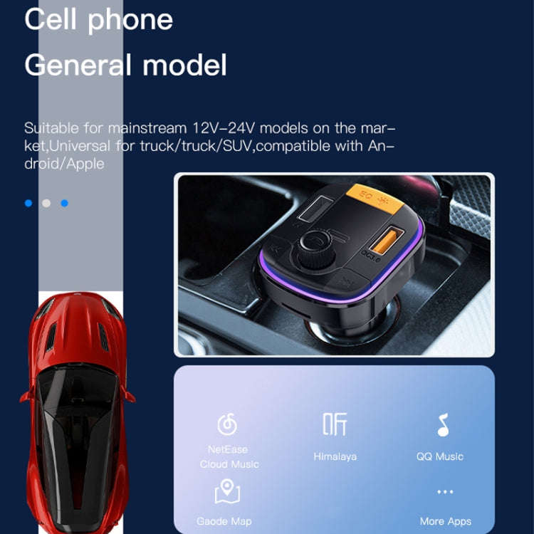 Yesido Y45 Car PD Charger Cigarette Lighter QC Car Charging USB Bluetooth Digital Display FM(Black)