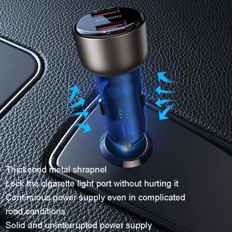 Yesido Y51 36W Dual-channel Fast Charging Zinc Alloy QC3.0 Car Charger(Black)