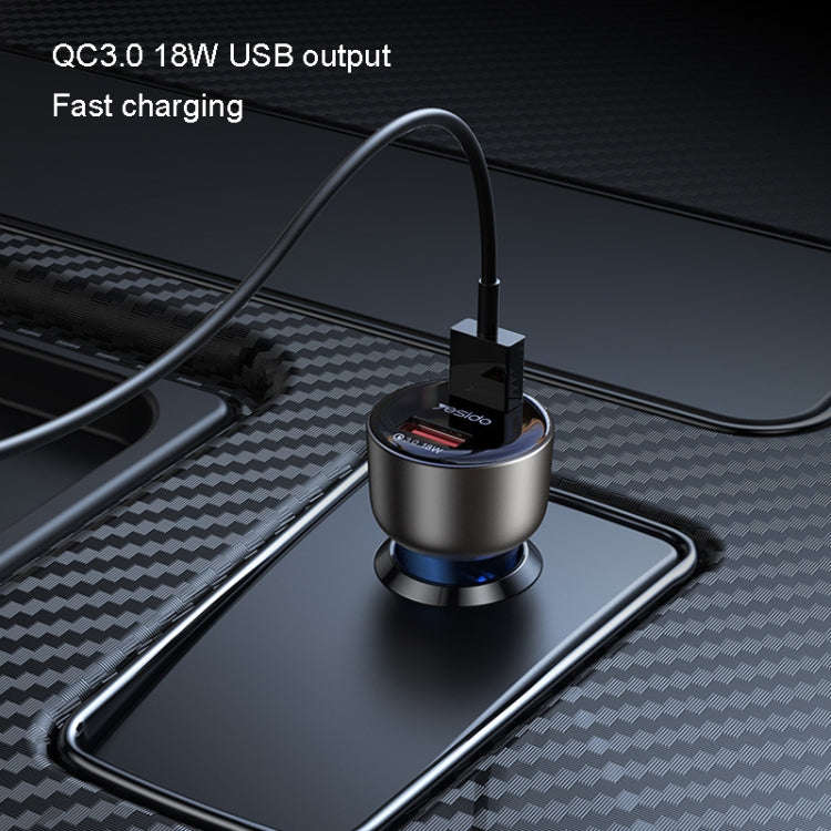 Yesido Y51 36W Dual-channel Fast Charging Zinc Alloy QC3.0 Car Charger(Black)