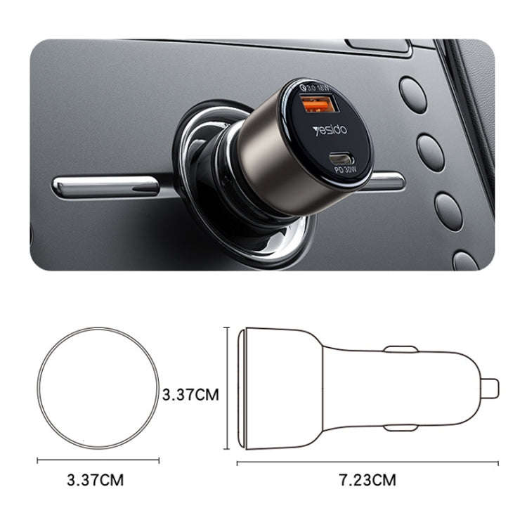 Yesido Y52 48W Dual-channel Fast Charging Zinc Alloy QC3.0 Car Charger(Black)