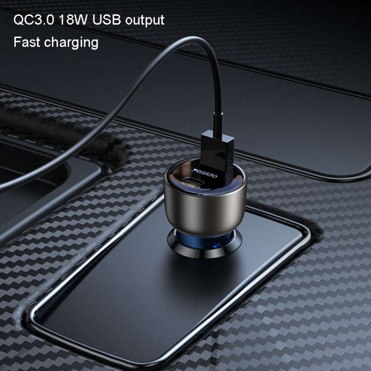 Yesido Y52 48W Dual-channel Fast Charging Zinc Alloy QC3.0 Car Charger(Black)