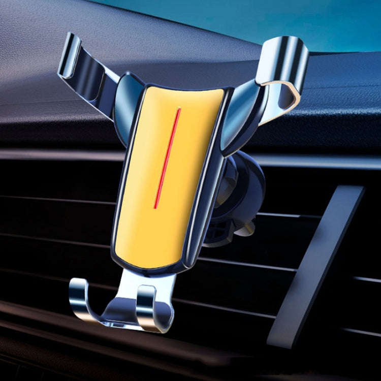 Air Outlet Triangular Gravity Sensor Car Mobile Phone Holder, Color: Golden Olecranon Clip