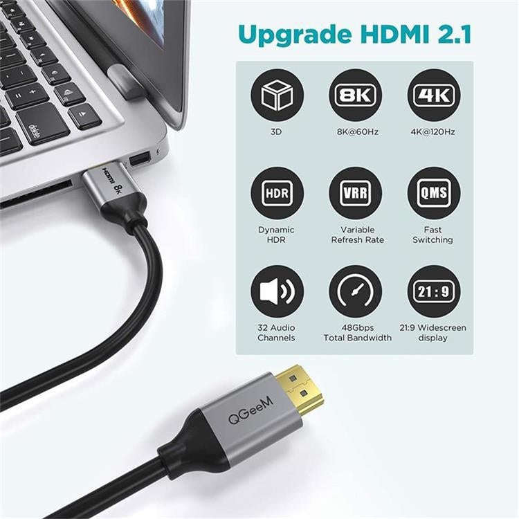 QGeeM QG-AV17 HDMI To HDMI Connection Cable Support 8K&60Hz 3m Length