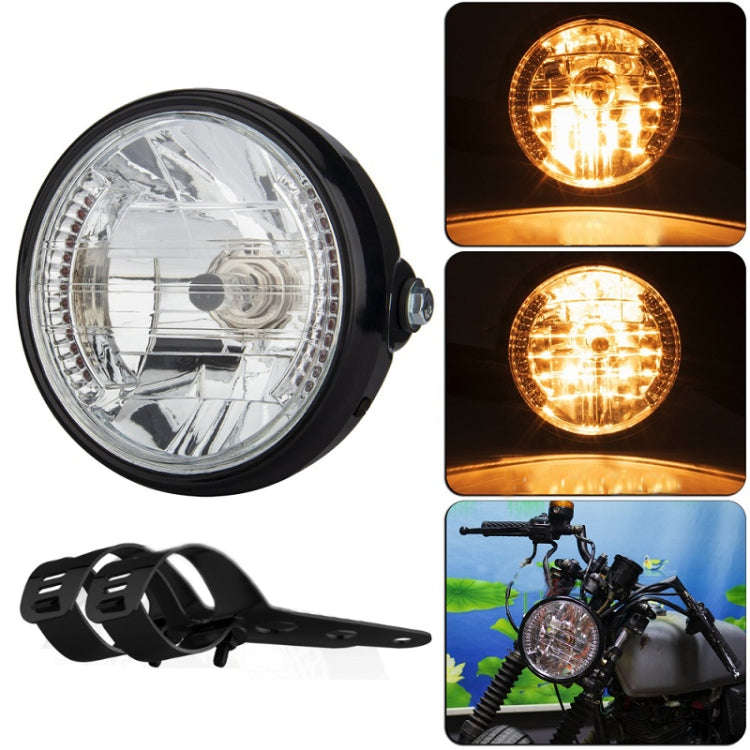Motorcycle 7 Inch LED Headlamp Angel Ring Steering Function With Bracket(Shock Absorber Diameter ...