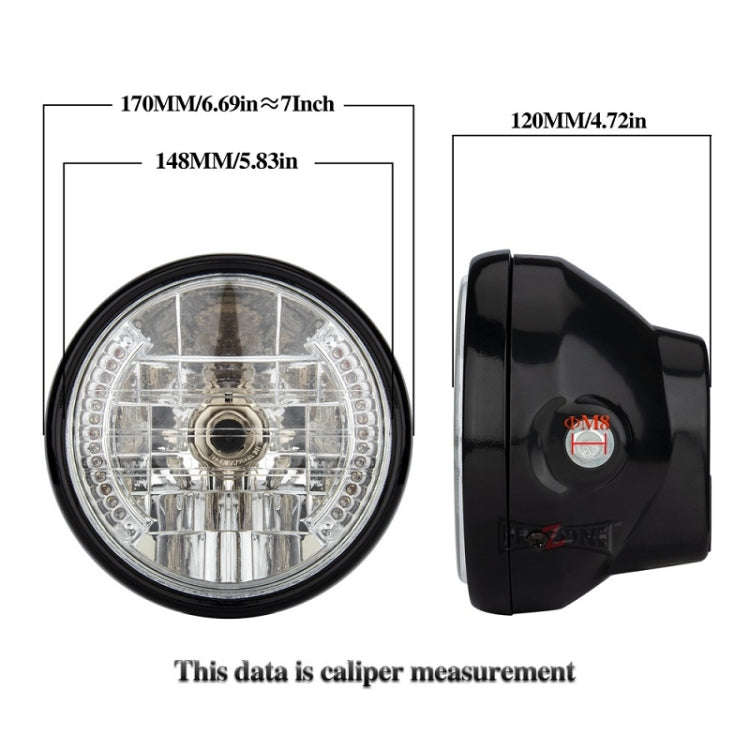 Motorcycle 7 Inch LED Headlamp Angel Ring Steering Function With Bracket(Shock Absorber Diameter ...