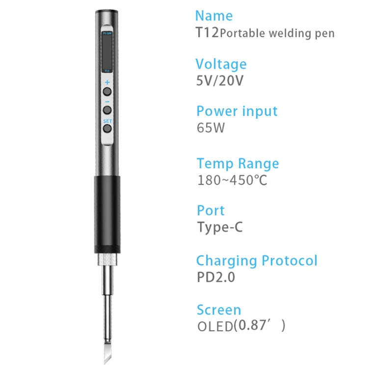 T12-K PTS100 Intelligent Portable Digital Display Small Constant Temperature Repair Soldering Iro...