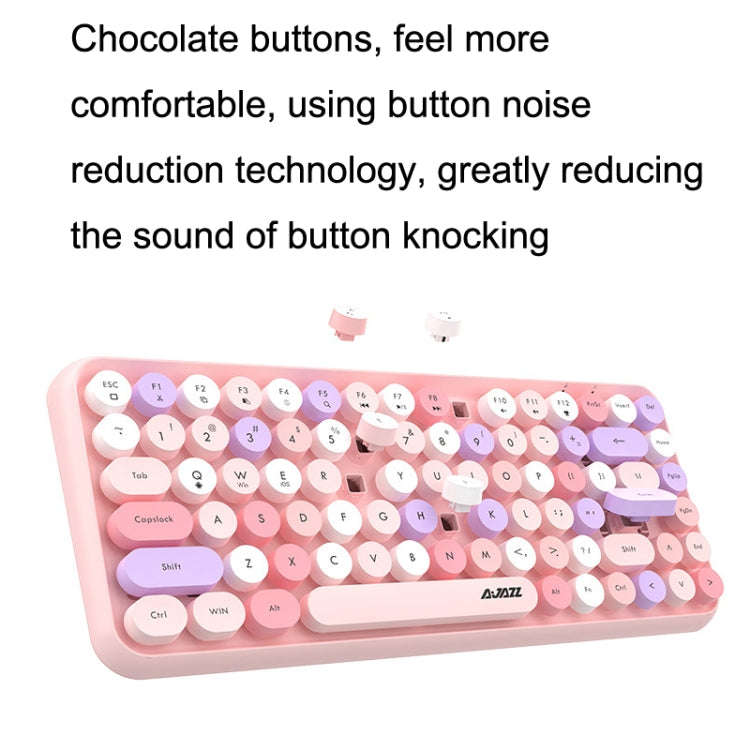 Ajazz 308I 84 Keys Tablet Computer Notebook Home Office Punk Bluetooth Keyboard(Milk Tea Color)
