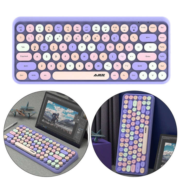 Ajazz 308I 84 Keys Tablet Computer Notebook Home Office Punk Bluetooth Keyboard(Milk Tea Color)
