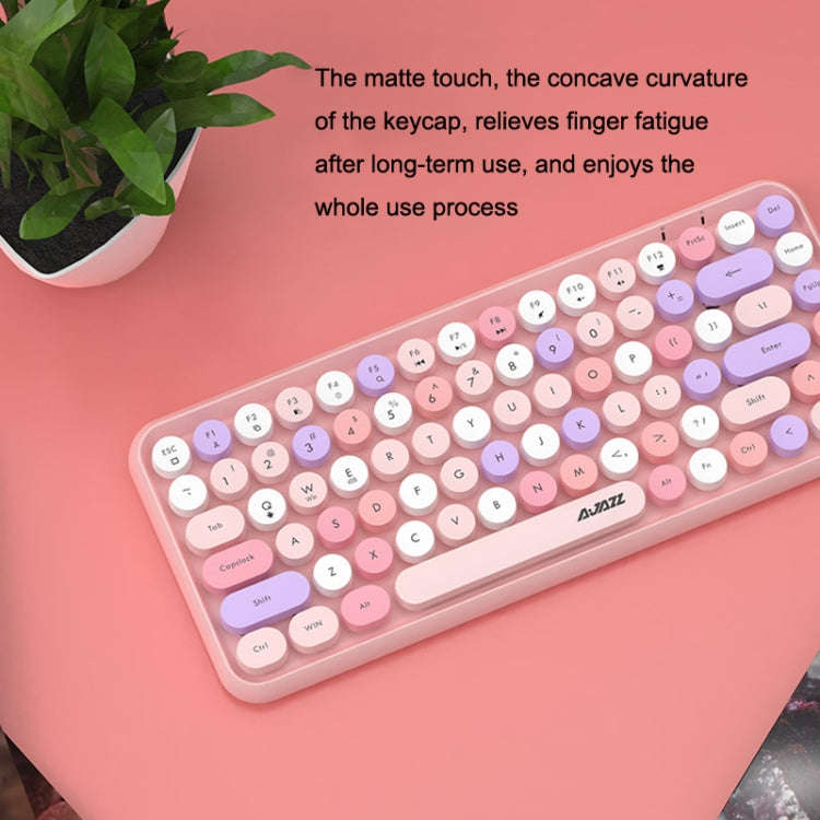 Ajazz 308I 84 Keys Tablet Computer Notebook Home Office Punk Bluetooth Keyboard(Milk Tea Color)