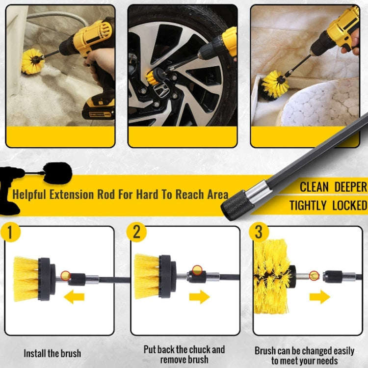 31pcs/set Electric Drill Brush Kitchen Bathroom Wall Cleaning Set(Yellow)
