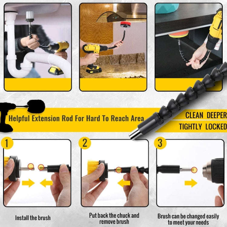 31pcs/set Electric Drill Brush Kitchen Bathroom Wall Cleaning Set(Yellow)
