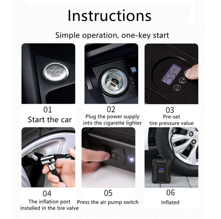 SUITU  ST-818  DC 12V Wired Car Air Pump Tire Inflator With LED Lighting Digital Display Model