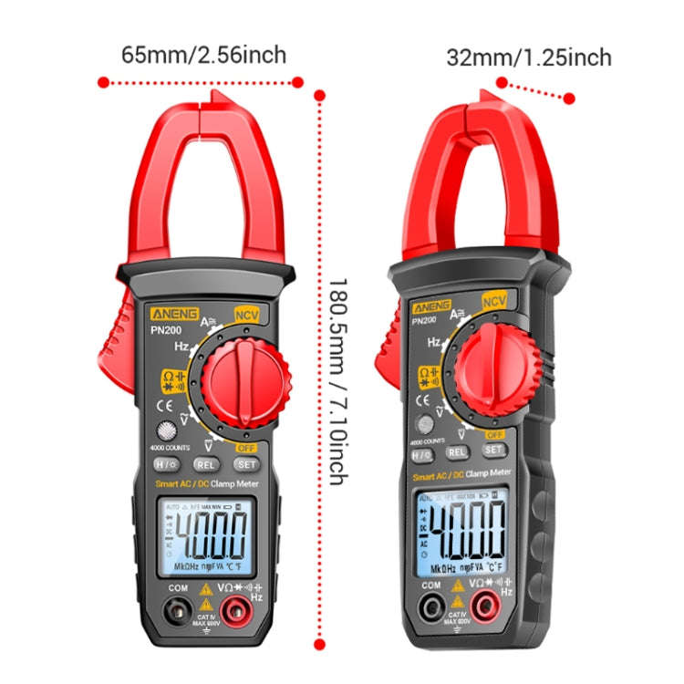 ANENG PN200 AC/DC Measurement High Precision Multifunctional Clamp Meter(Red)