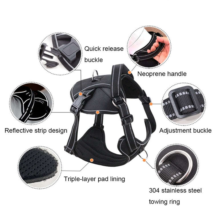 Sh751 Pet Universal Reflective Vest Leash Dog Chest Leash, Size: XS(Black)