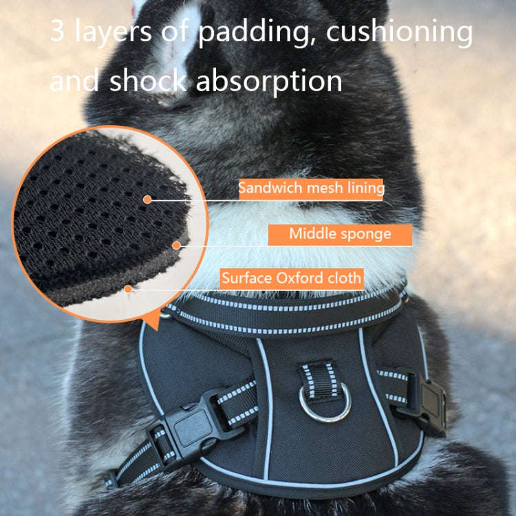 Sh751 Pet Universal Reflective Vest Leash Dog Chest Leash, Size: XS(Black)