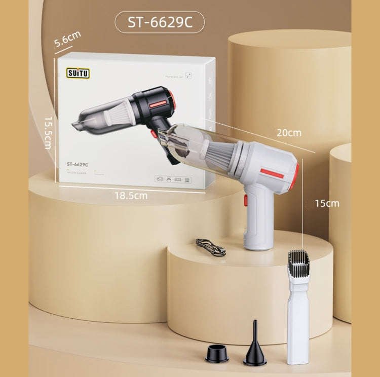 SUITU  ST-6629 3 In 1 5500pa Car Wireless Vacuum Cleaner Blowing Suction And Pumping 3 Modes Whit...