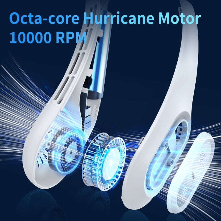 J18 Cooling Hanging Neck Fan Portable Bladeless Digital Display Fan(White)