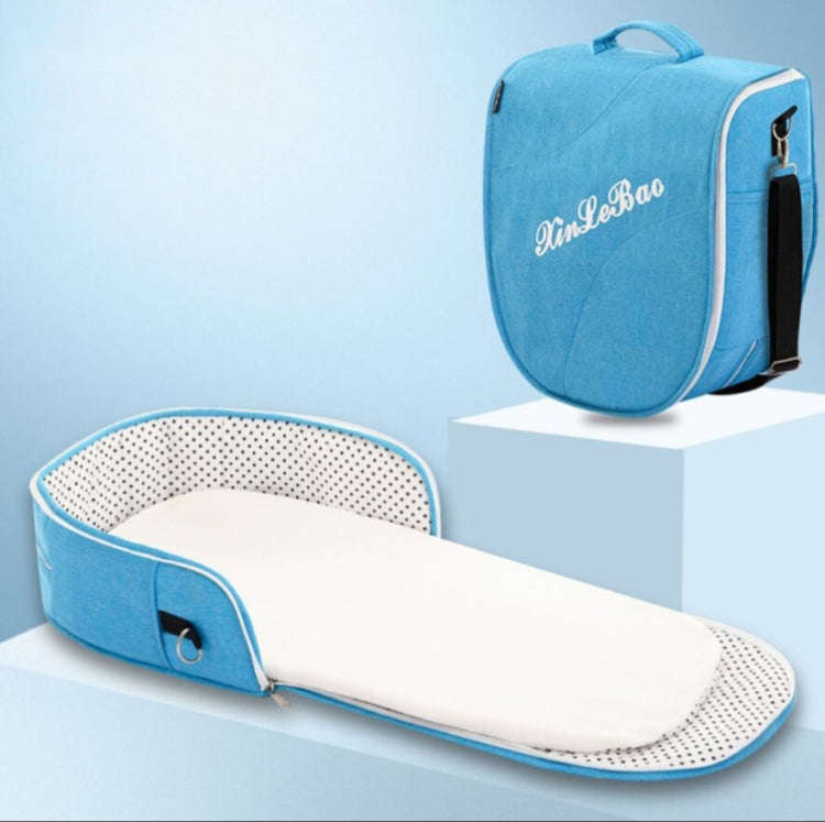 706 Backpack Portable Movable Crib Multifunctional Foldable Baby Bed, Color: Sky Blue
