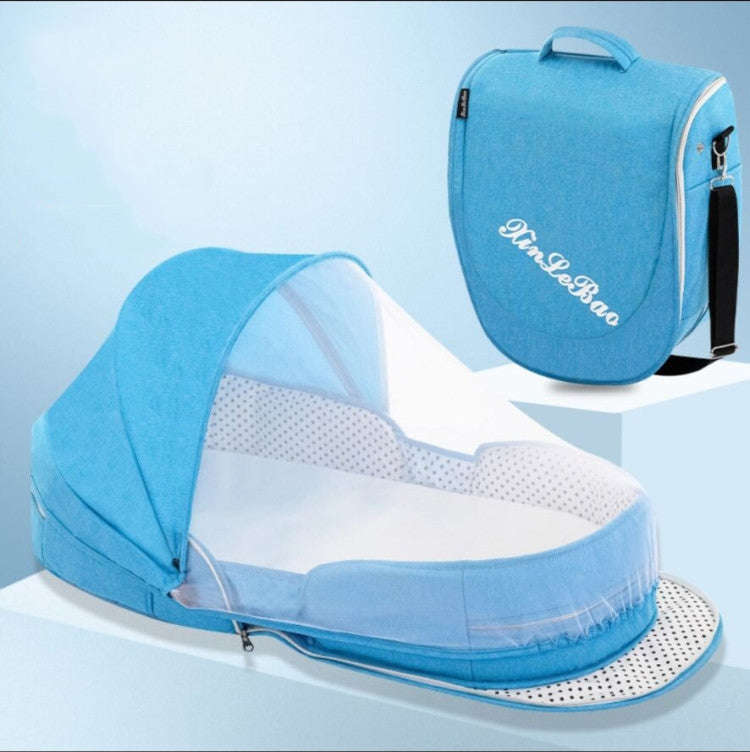 706 Backpack Portable Movable Crib Multifunctional Foldable Baby Bed, Color: Sky Blue+Sunshade