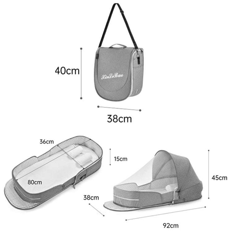 706 Backpack Portable Movable Crib Multifunctional Foldable Baby Bed, Color: Deep Khaki+Sunshade