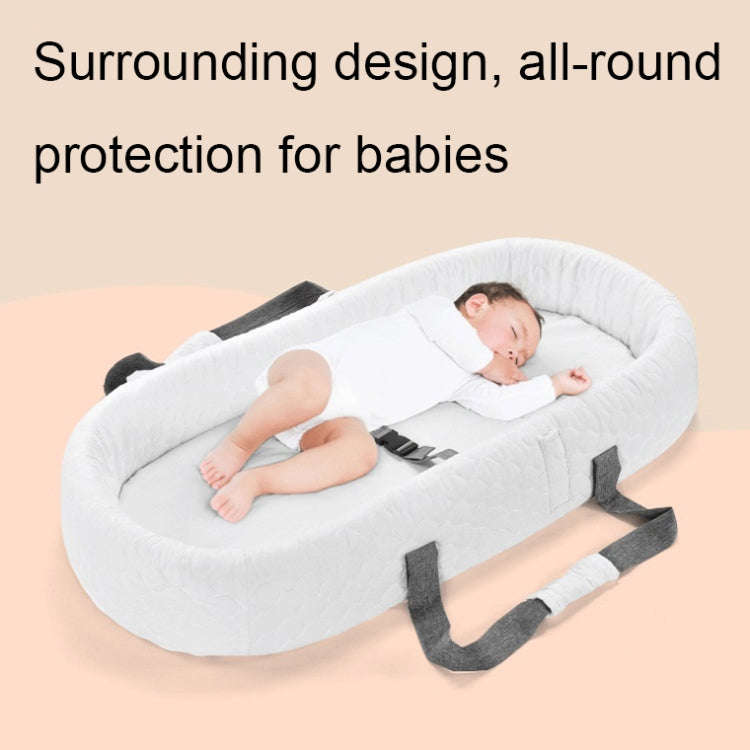 709 Portable Multifunctional Crib with Mosquito Net Folding Newborn Moveable Bed, Color: Gray White