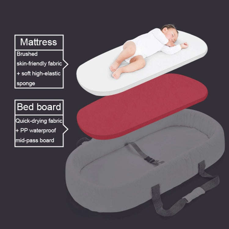 709 Portable Multifunctional Crib with Mosquito Net Folding Newborn Moveable Bed, Color: Gray White