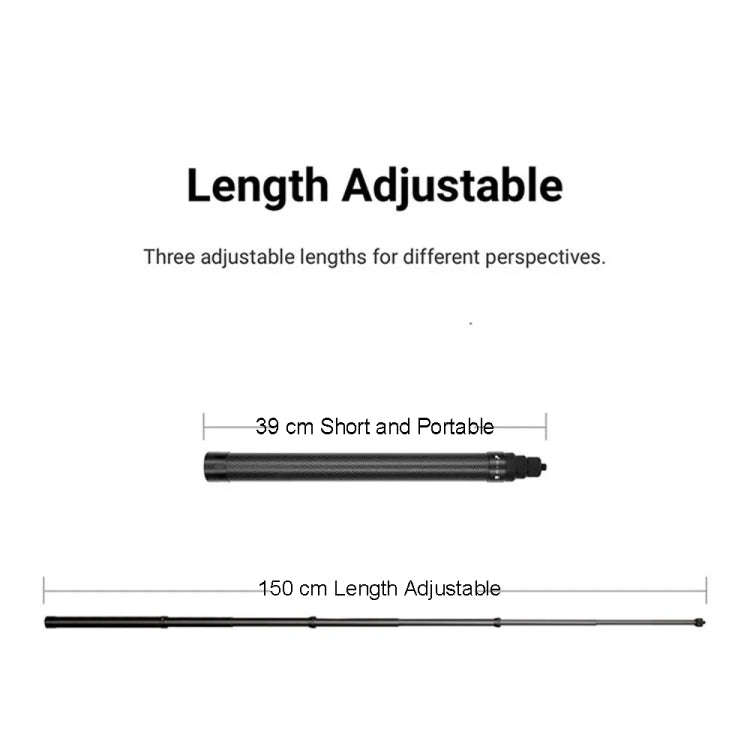 1.5m Carbon Fiber Extended Monopod Invisible Selfie Stick For Insta360  / DJI Action / GoPro / Xi...