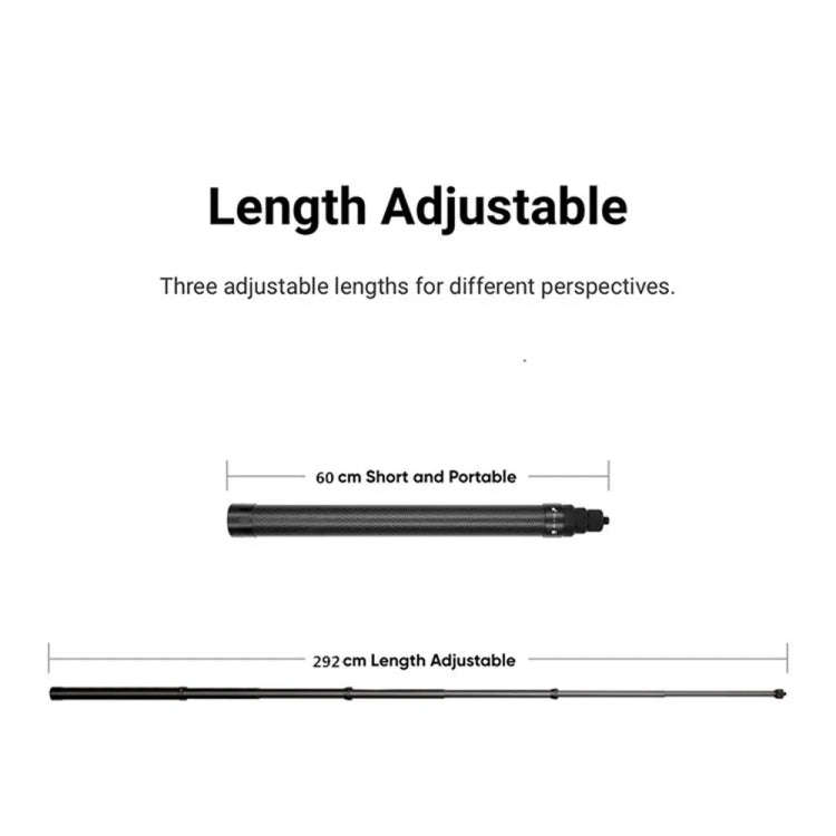 3m Carbon Fiber Extended Monopod Invisible Selfie Stick For Insta360  / DJI Action / GoPro / Xiao...