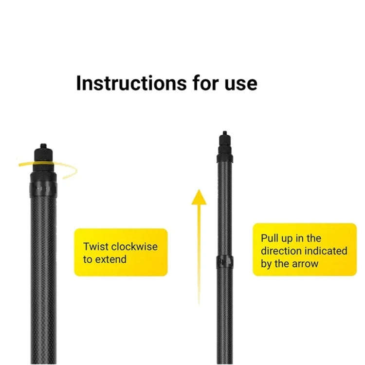 1.5m Carbon Fiber Extended Monopod Invisible Selfie Stick For Insta360  / DJI Action / GoPro / Xi...
