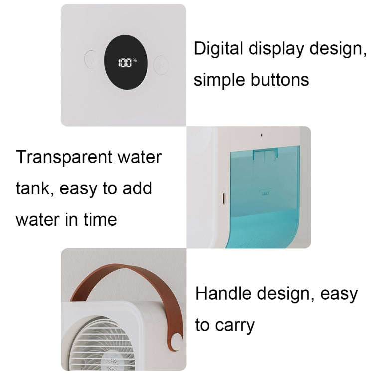 MT-F60 Smart Digital Display USB Charging Air Cooler Desktop Mist Humidification Fan, Mode: Remot...