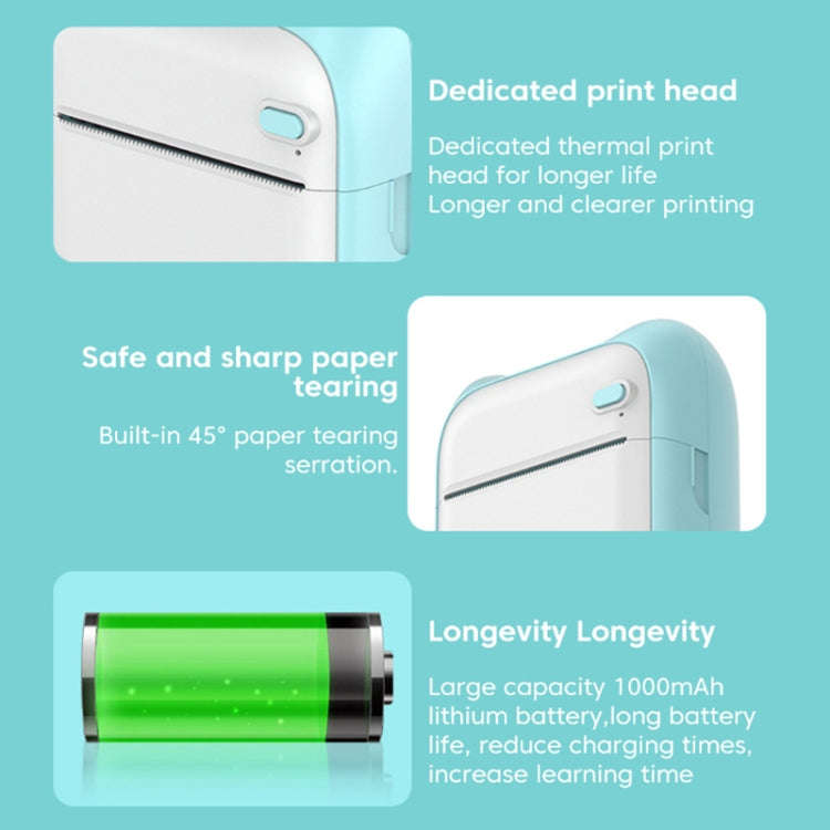 A31 Bluetooth Handheld Portable Self-adhesive Thermal Printer, Color: Pink+5 Rolls Printer Paper