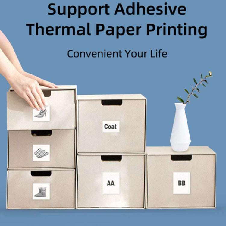 C23 Seven Colors Atmosphere Breathing Light Wireless Thermal Printer, Color: Blue+5 Rolls Thermal...