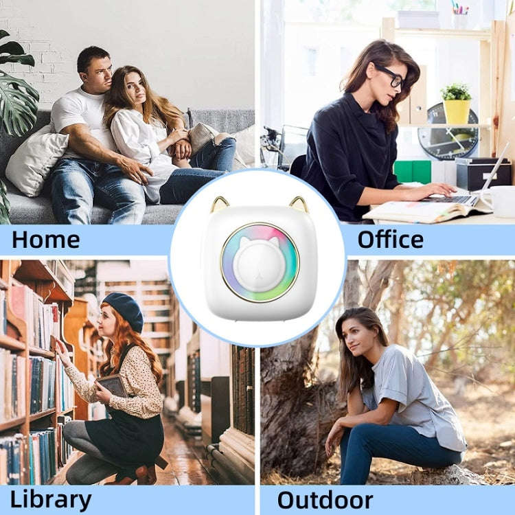 C23 Seven Colors Atmosphere Breathing Light Wireless Thermal Printer, Color: Blue+5 Rolls Thermal...