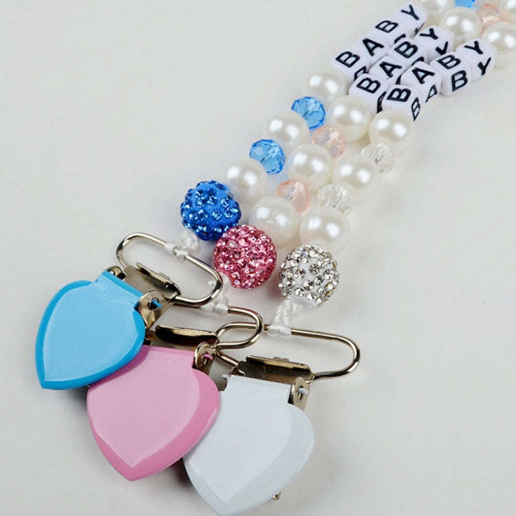 Infant Baby Pacifier Clip Chain Clay Crystal Anti-drop Heart Nipple Clip(Blue)