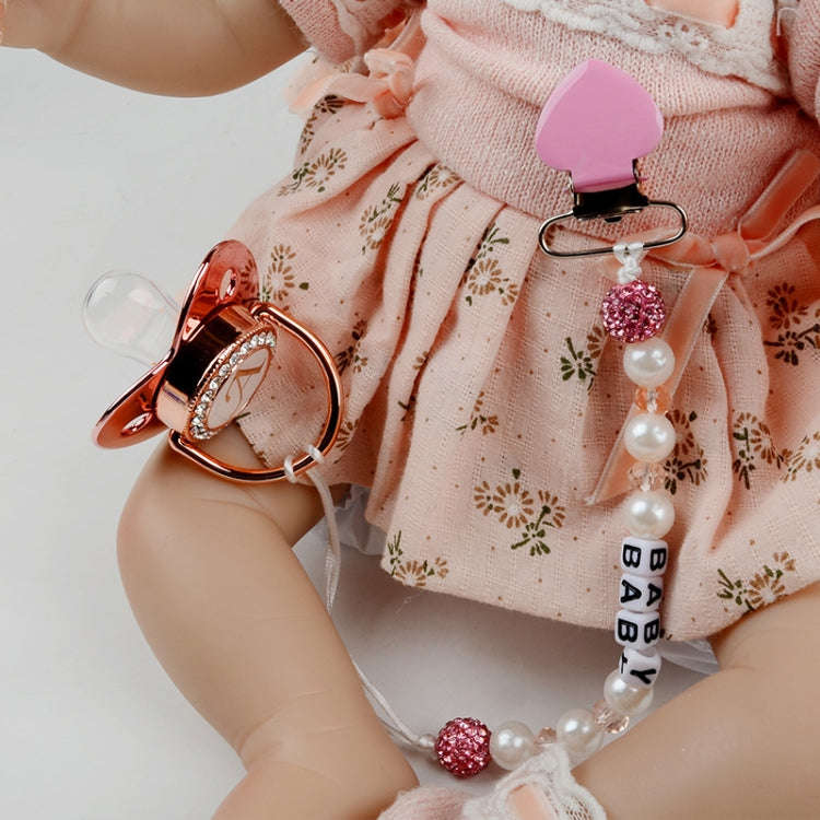 Infant Baby Pacifier Clip Chain Clay Crystal Anti-drop Heart Nipple Clip(Blue)