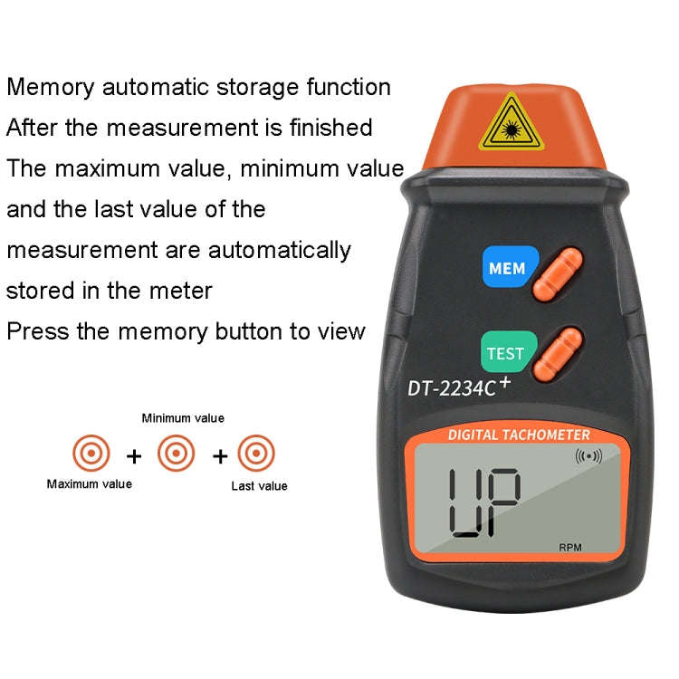 DT2234C+ Handheld Portable Motor Gear Tachometer Laser Tachometer